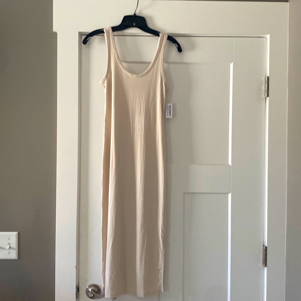 Old Navy XS petite ribbed cream dress